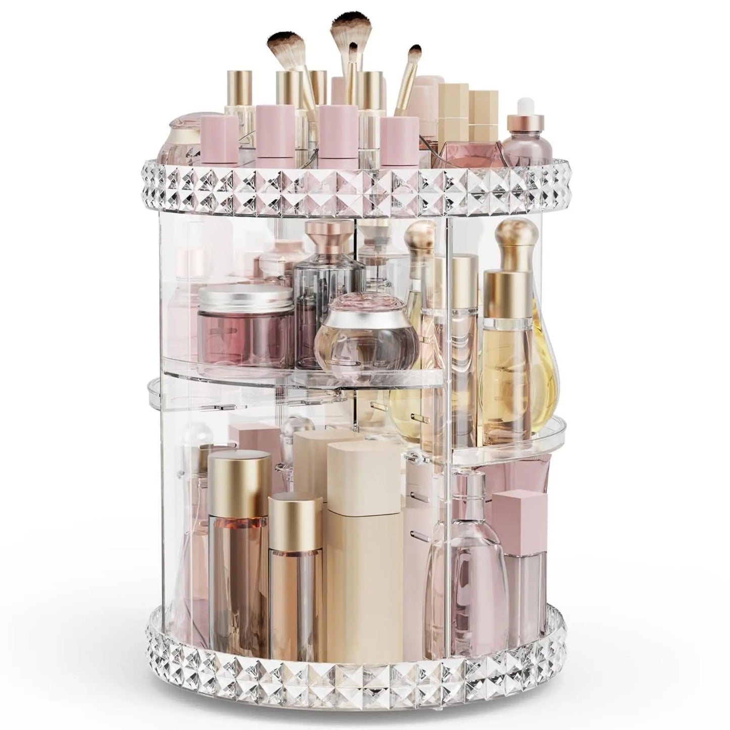 Armário de Armazenamento de Cosméticos Transparente Rotativo com Prateleira de Acrílico de Alta Capacidade