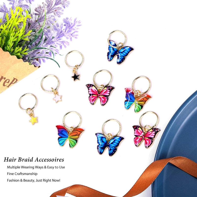 20 Peças Presilhas de Trança Borboleta Acessórios de Cabelo com Cristais Pingentes de Borboletas Coloridas Charme Pérola Brilhante Acessórios de Cabelo