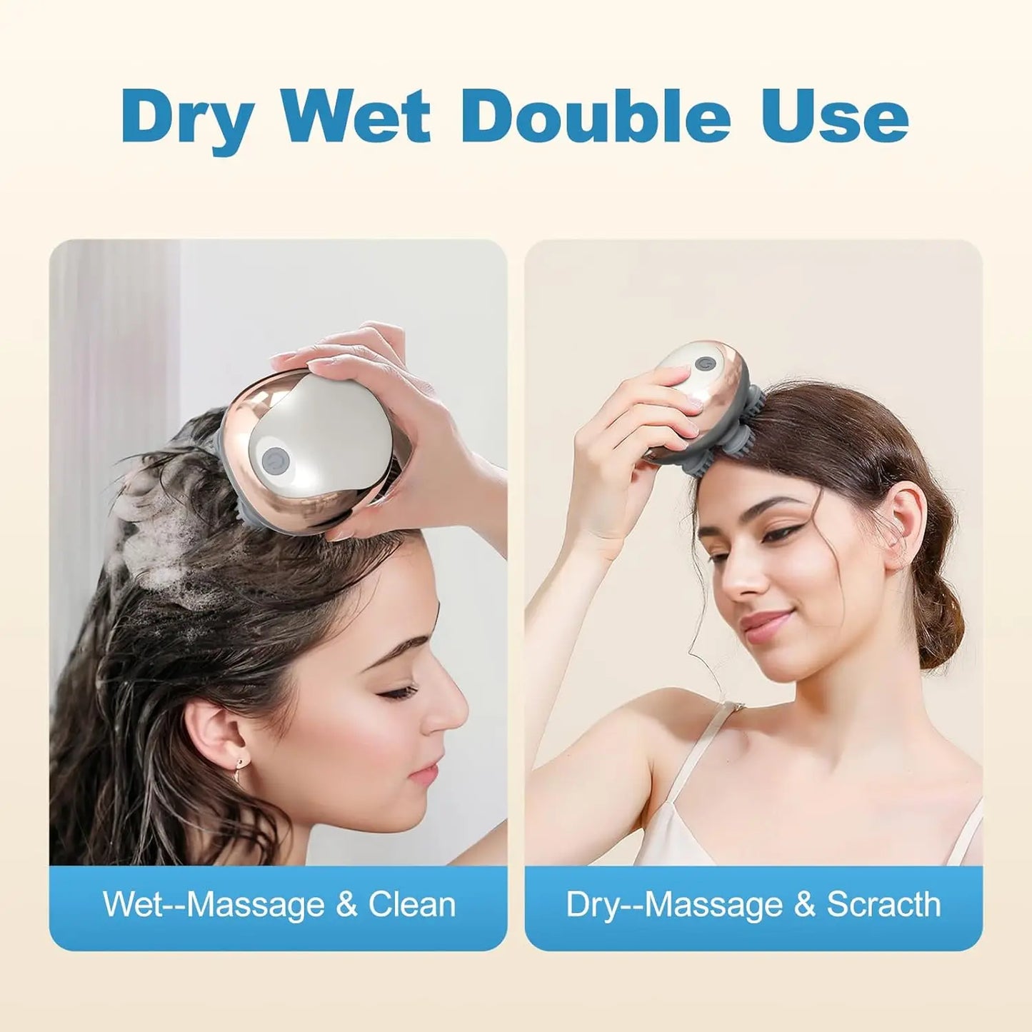 Massageador de Couro Cabeludo Elétrico Portátil à Mão, Raspa-Cabeça para Massagem Corporal Completa, Limpeza Profunda e Relaxamento do Estresse.