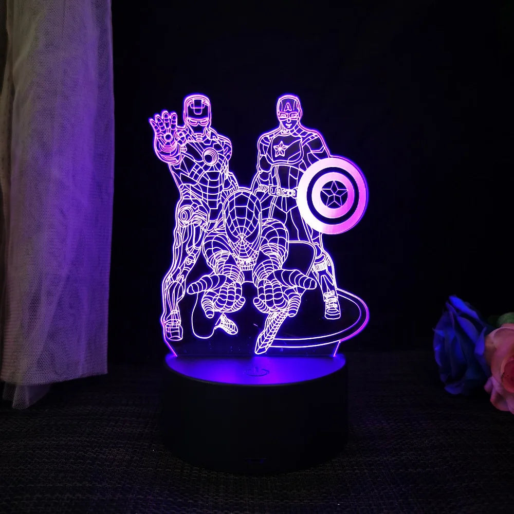 Homem-Aranha 3D Acrílico Luz Noturna USB Estéreo LED Lâmpada de Mesa Luz Fantasma Surpresa Presente de Aniversário LED Luz Usando USB e Bateria