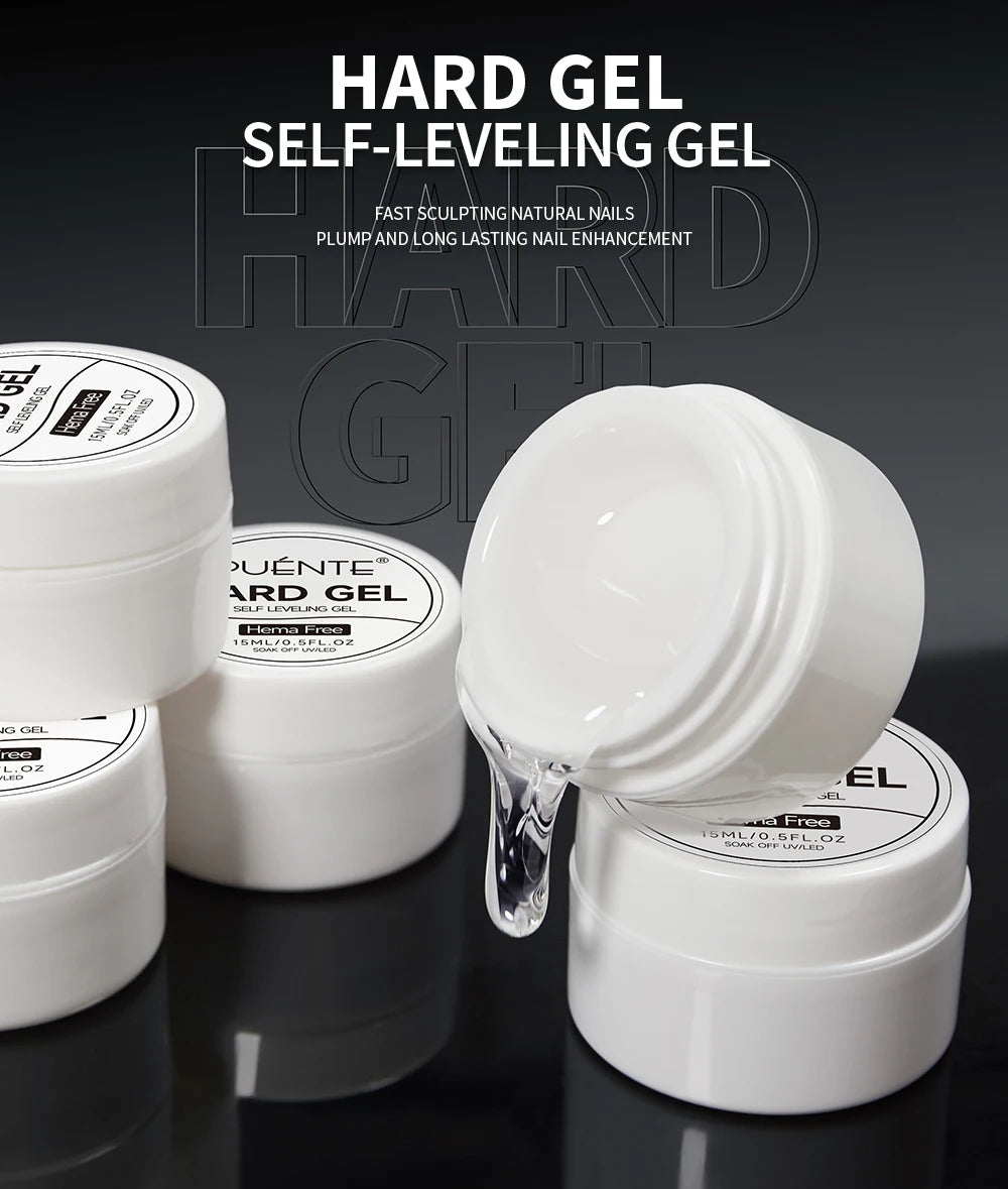 Esmalte em Gel Autonivelante 15ML Livre de Hema Gel Transparente Rígido Extensão de Unhas Modelagem 3D Cola para Strass Removedor de Verniz UV