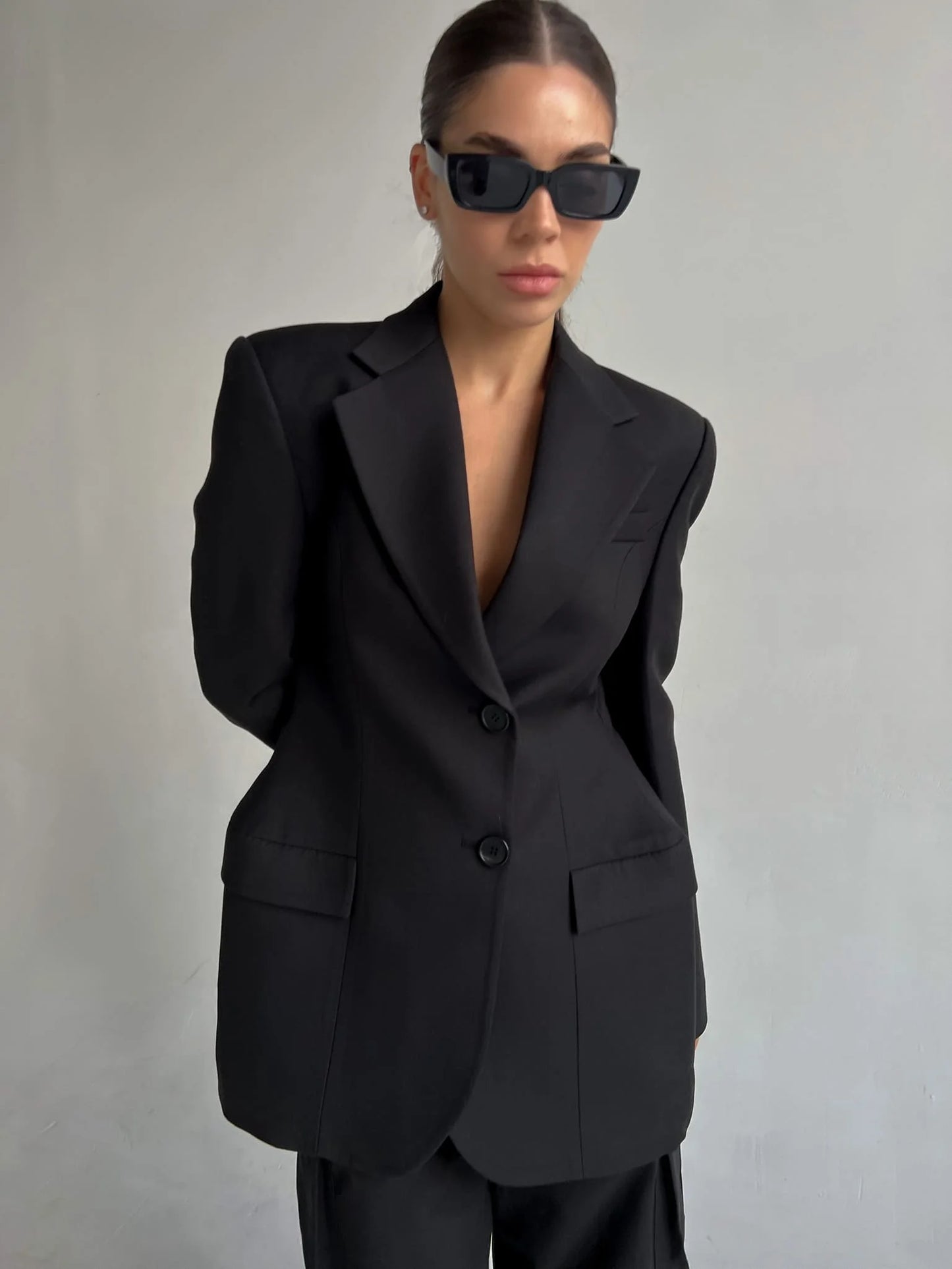 Bornladies Outono Inverno Cintura Fina Chic Blazer Casacos Senhoras Escritório Senhoras Trespassado Moda Ternos Jaqueta Roupas Femininas