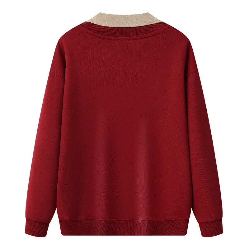 Moletom com capuz de gola polo de manga comprida unissex, blusa de moletom fashion com blocos de cores e patchwork, com capuz para homens, elegante, moletom masculino