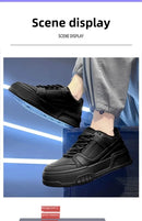 Sapatos Masculinos Black Knight Primavera Na Moda Versátil Esporte Casual Preto Puro Baixo Top Plataforma Aumentar Pão Sapatos da Moda