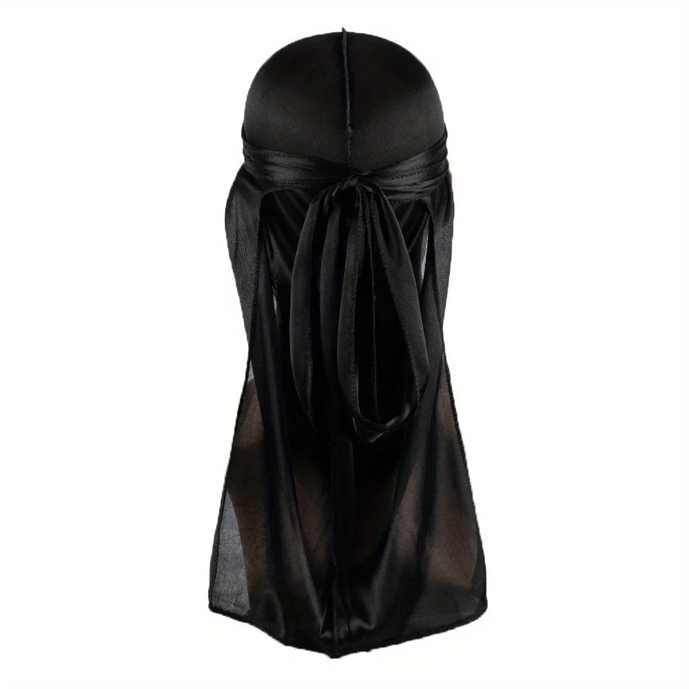 Boné de Seda Durag para Homens Bandana Silky DuRag Doo Rag Long Tail Waves Cap