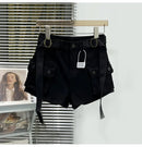 Shorts jeans de bolso grande para mulheres elásticas finas 2024 novas calças cargo curtas de cintura alta primavera/verão para meninas legais calças jeans quentes