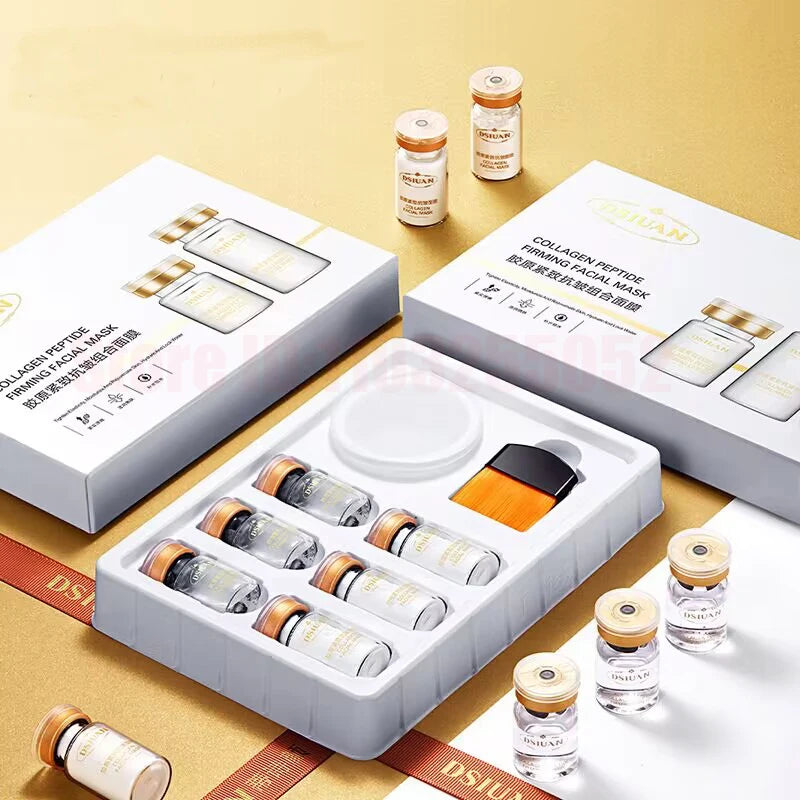 1 Caixa de Máscara em Pó Liofilizado de Peptídeo de Colágeno Set Levanta e Firme o Rosto em V Ácido Hialurônico Clareia, Hidrata e Rejuvenesce a Pele