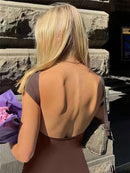 Coreano Sólido Sexy Backless Maxi Vestido Mulheres Elegante Elástico Slim Manga Curta Vestidos Longos Feminino Bodycon Streetwear Roupas