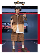 Verão Denim Crianças Roupas de Dança Hip Hop Trajes 4 Meninas Meninos Jazz Dança Desgaste Salão de Baile Camiseta Calças Shorts Dança Roupa de Palco