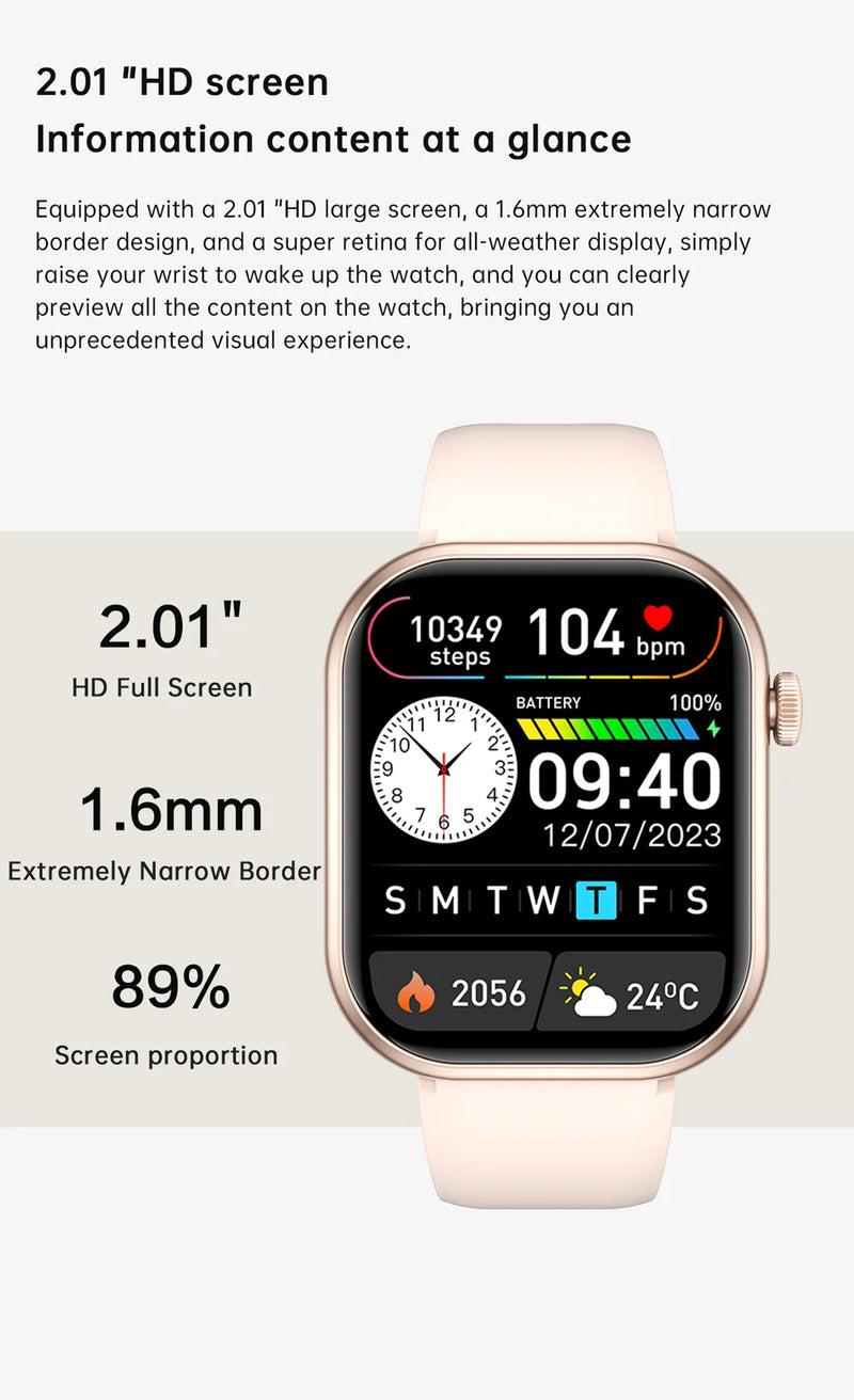 Relógio Inteligente 2025 para Mulheres, Tela Sensível ao Toque Completa, Chamada Bluetooth, À Prova d'Água, Relógio Fitness Esportivo, Smartwatch Lady Reloj Mujer