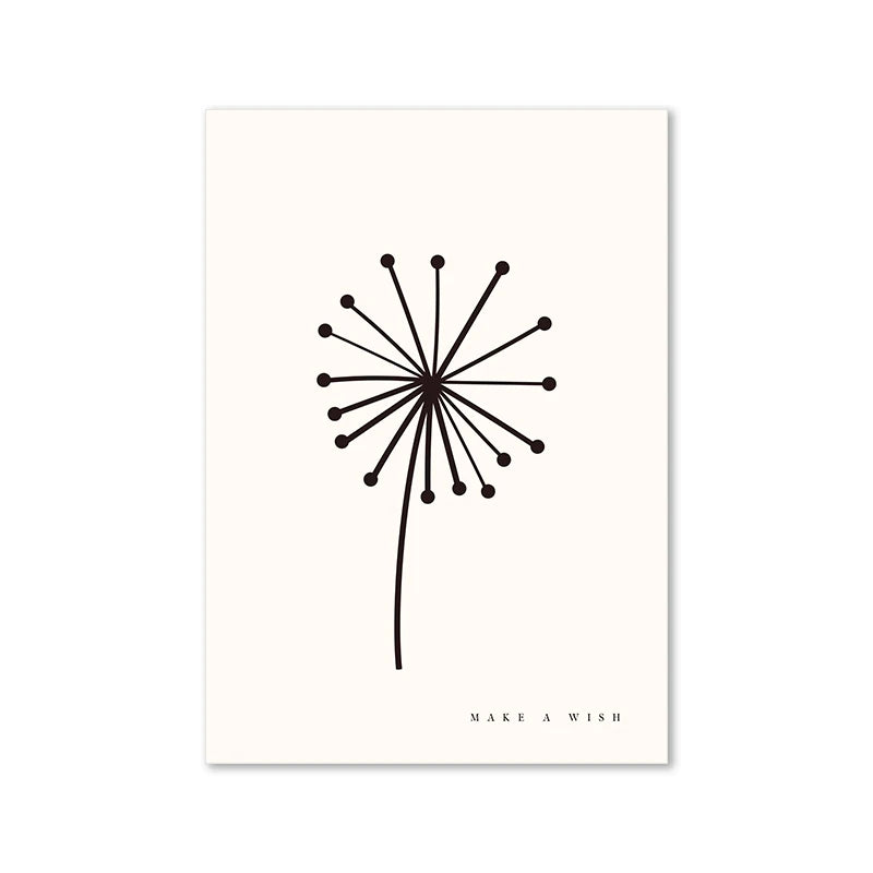 Cartaz abstrato Boho Matisse Preto Bege Dente-de-leão Impressão de Arte Sol Pintura em tela Moderna Imagem de parede Sala de estar Decoração de quarto