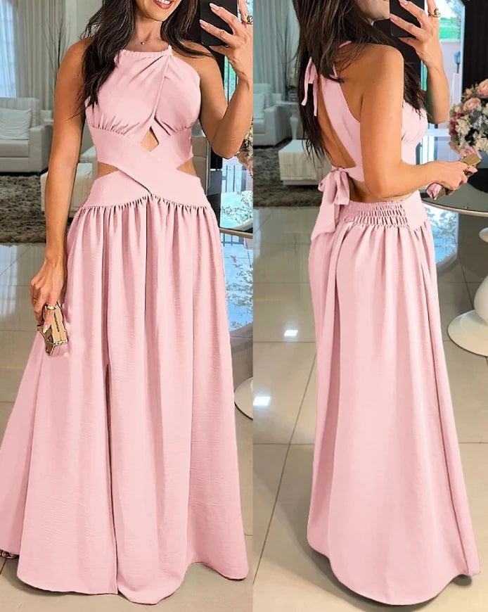 Mulheres Vestido de Noite 2024 Primavera/Verão Mais Recente Inteligente Côr Sólida Vermelho Temperação Um Ombro Festa Apertado Saia Longa
