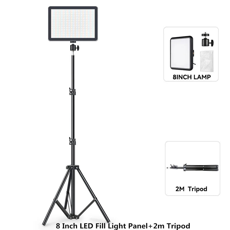 Luz de Videoconferência LED para Fotografia, Luz de Preenchimento Dimmable para Estúdio de Fotografia, Lâmpada de Preenchimento para Transmissão ao Vivo no Tiktok e Youtube