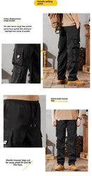 2024 Novas Calças Cargo Masculinas Soltas de Perna Reta Multi-Bolso Calças de Trabalho Vintage Calças Casuais Versáteis Modernas Primavera Outono