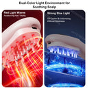 Massageador de Luz Vermelha e Azul Pente Massageador de Cabelo Aplicador para Couro Cabeludo Massageador de Cabeça Pente de Massagem Elétrico Pente de Massagem Capilar com Nano Vibração