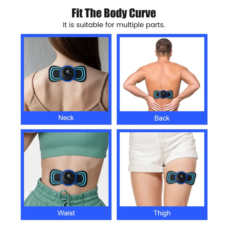 Mini massageador de pescoço EMS portátil Maca de pescoço elétrica para alívio da dor muscular cervical e remendo de massagem de relaxamento de ombro