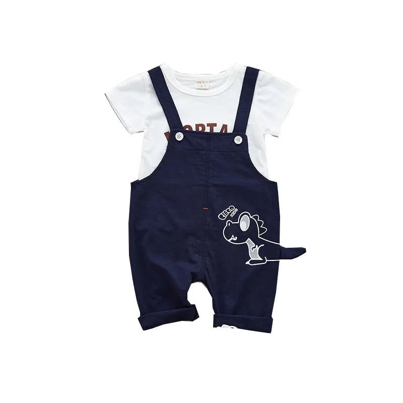 Roupas de Verão para Bebês e Meninos de Manga Curta Algodão Macio & Macacões Para Crianças Roupas Casuais para Meninos Roupas Diárias 0-3Y Roupas
