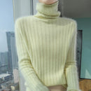 Pilha pescoço camisola mulheres 2025 outono einverno novo 100% puro vison cashmere camisola moda feminina malha pulôver de manga comprida