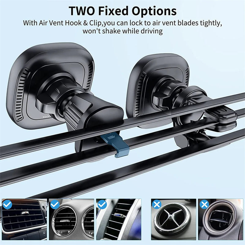 Suporte Magnético para Carro com Carregador Sem Fio VRIG para iPhone 14 13 12 Series com Carregamento Rápido na Ventoinha