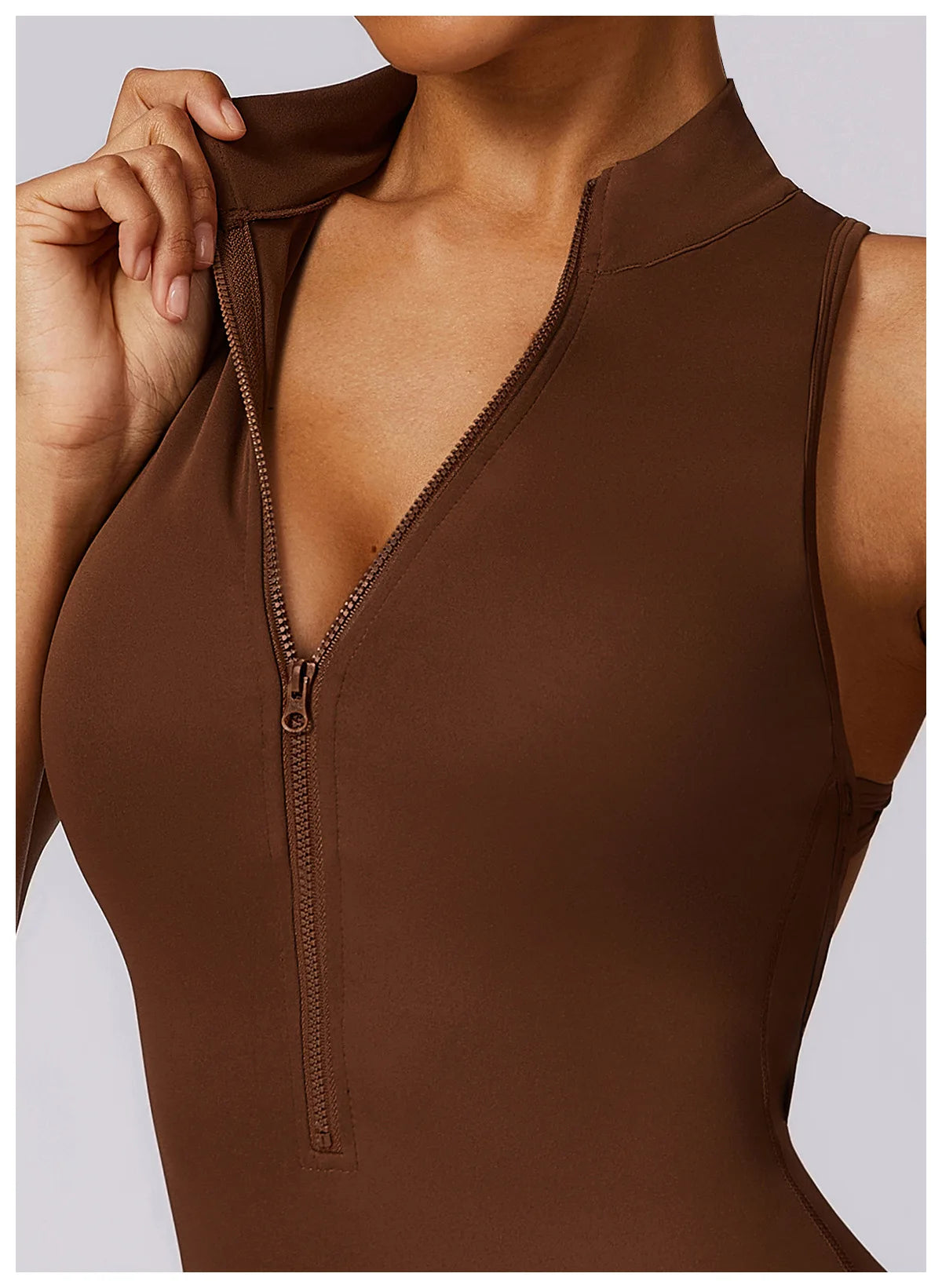 V Voltar Terno De Uma Peça Das Mulheres Macacão Esportivo Zíperes Yoga Macacão Backless Sportswear Mulheres Sleeveles Workout Bodysuits Feminino
