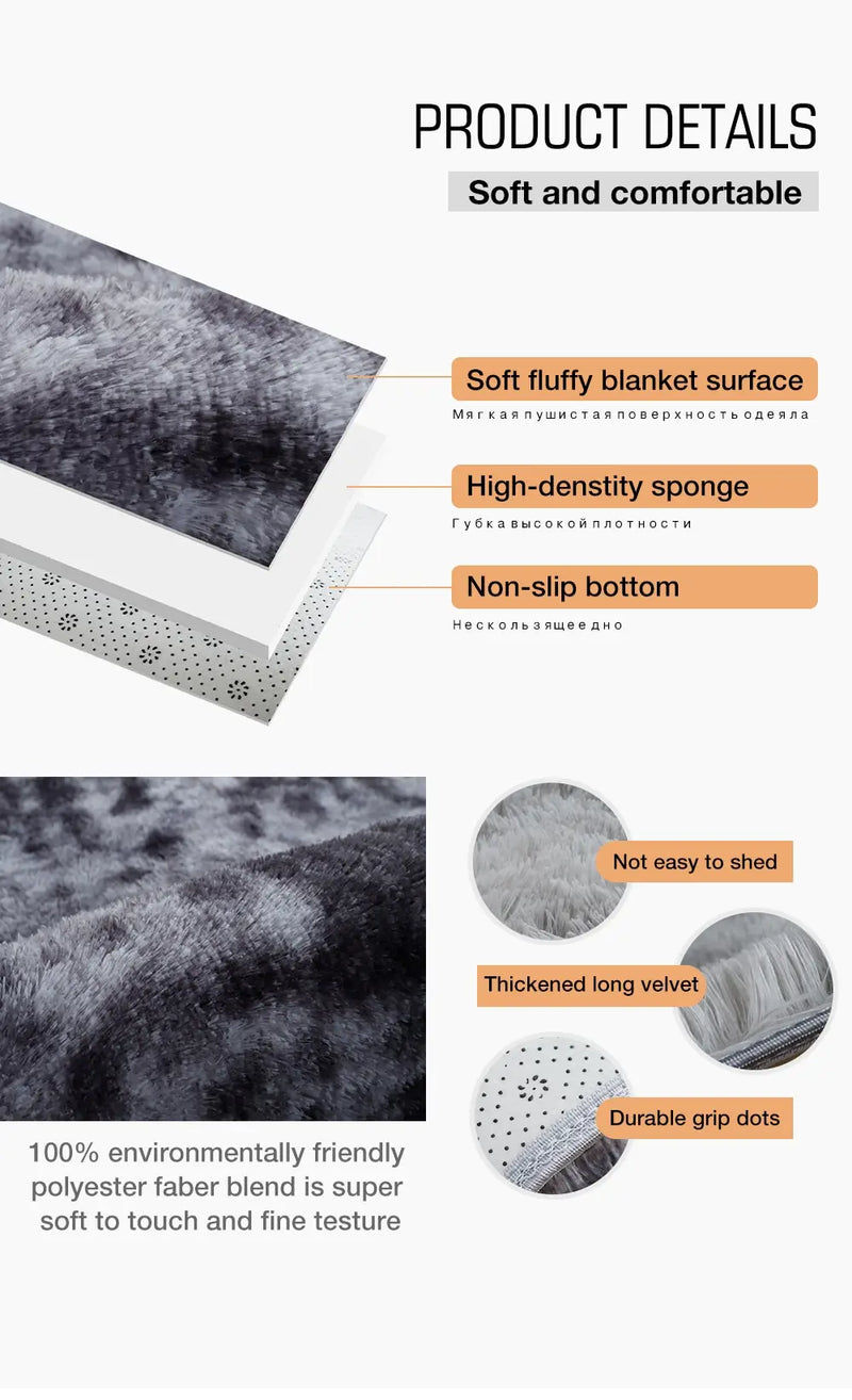 Tapete cinza para sala de estar Tapete de pelúcia Cama Quarto Chão Tapetes fofos Antiderrapantes Tapetes de decoração para casa Tapetes de veludo macio Cobertor de quarto infantil