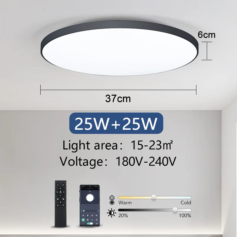 MARPOU Lâmpada de teto inteligente lâmpada led para luzes de teto de quarto com controle remoto Luzes led reguláveis para sala de estar