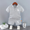 Verão Crianças Roupas Do Bebê Meninos Conjunto de Roupas Dinossauro Impresso Turn-down Collar T-Shirts Tops + Shorts 2PCS / Suit Conjuntos de Roupas Infantis