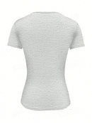 Camisetas Femininas Básicas Decote Redondo Manga Curta Tops Curtos Tops Fofos de Verão Camisetas Slim Fit Y2k Roupas 2024