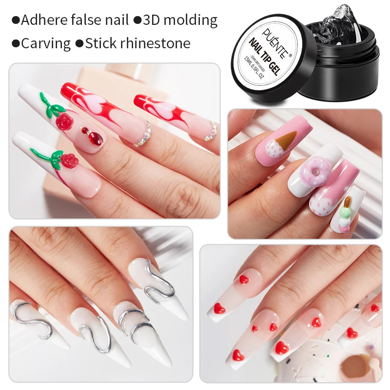 Solid Nail Tip Gel For Quickly Extend Nail Transparent 3D Modeling Carve Gel Soak Off UV Nail Art Gel Varnish 15ML Function Gel