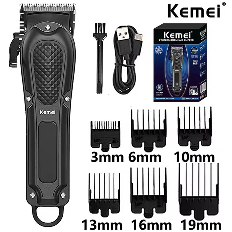 Kemei KM-1071 Máquina de cortar cabelo elétrica UBS Aparador de barba sem fio recarregável Homens Poderoso cortador de cabelo elétrico Ferramenta de corte