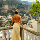 Elegante Plissado Halter Vestidos Longos Mulheres Retro Sexy Slim Sem Mangas Sem Encosto Vestido de Praia Feminino Chic Party Holiday Vestidos