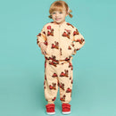 Conjunto de roupas infantis 2025 Nova Primavera Outono Meninos Meninas Cartoon Impresso Com Capuz Conjunto de Calças Casuais Crianças Roupas Casuais Sólidas