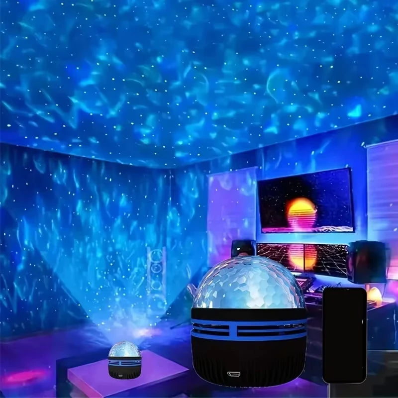 Projetor do céu noturno estrelado LED NightLights USB Plug-in Controle Remoto RGB Galaxy Light 7 modos para decoração de bar de quarto de sala de festas