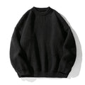 Suéter de gola redonda, cor sólida, básico, masculino, feminino, outono, inverno, parcimonioso, simples, casal, suéter de malha, quente, macio