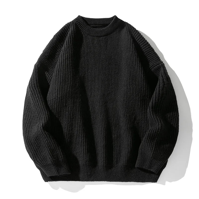 Suéter de gola redonda, cor sólida, básico, masculino, feminino, outono, inverno, parcimonioso, simples, casal, suéter de malha, quente, macio