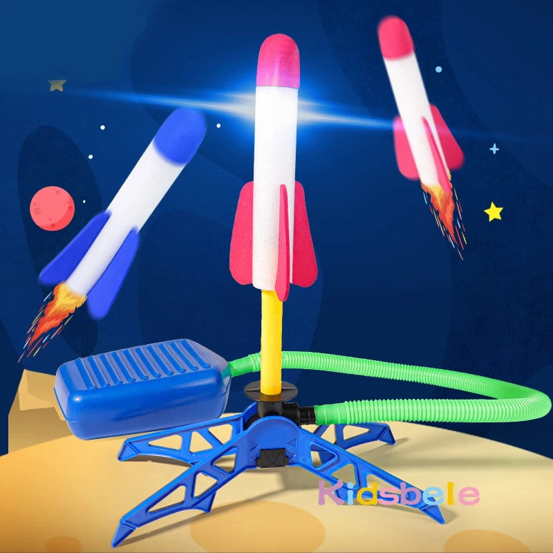 Kid Air Rocket Foot Pump Launcher Brinquedos Jogo Esportivo Jump Stomp Conjunto de Brincadeira Infantil Ao Ar Livre Brinquedo Pressionado Lançadores de Foguetes Jogos de Pedal