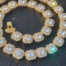10 / 12MM Clustered Tennis Chain para Homens Colar Hip Hop Iced Out Zircônia Latão Rapper Rock Gargantilha Jóias