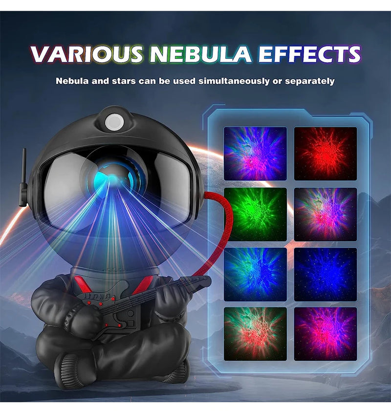 Projetor de Luz de Astronauta Galaxy Star - Projetores de Céu Estrelado, Lâmpada de Decoração para Quarto, Nebulosa, Luz Noturna de LED, Presente para Crianças e Adultos