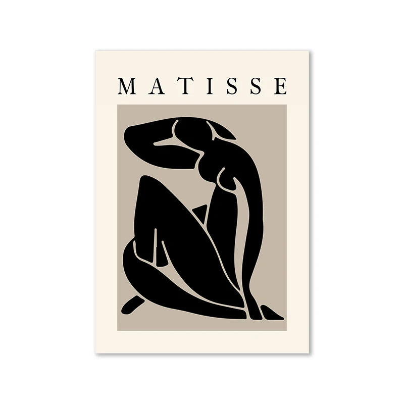 Cartaz abstrato Boho Matisse Preto Bege Dente-de-leão Impressão de Arte Sol Pintura em tela Moderna Imagem de parede Sala de estar Decoração de quarto