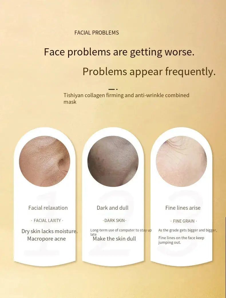 1 Caixa de Máscara em Pó Liofilizado de Peptídeo de Colágeno Set Levanta e Firme o Rosto em V Ácido Hialurônico Clareia, Hidrata e Rejuvenesce a Pele