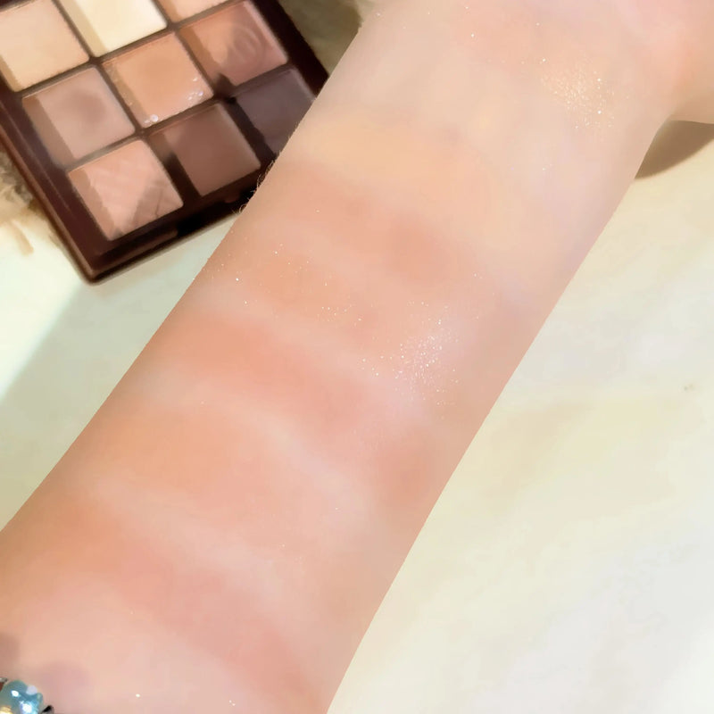 Paleta de Sombras Chocolate Marrom Terra Quente - 9 Tons Matte Laranja Marrom Pérola Glitter Iluminador de Longa Duração