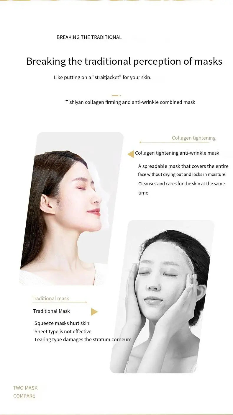 1 Caixa de Máscara em Pó Liofilizado de Peptídeo de Colágeno Set Levanta e Firme o Rosto em V Ácido Hialurônico Clareia, Hidrata e Rejuvenesce a Pele