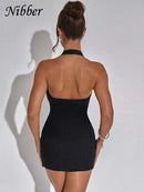 Nibber Diamante Colado Mini Vestido de Cor Sólida Moda Feminina Profundo Decote Em V Vestidos Sem Alças Tendência Feminina Streetwear Roupas