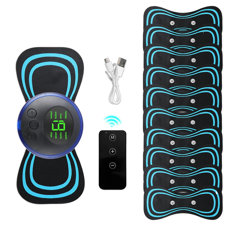 Mini massageador de pescoço EMS portátil Maca de pescoço elétrica para alívio da dor muscular cervical e remendo de massagem de relaxamento de ombro