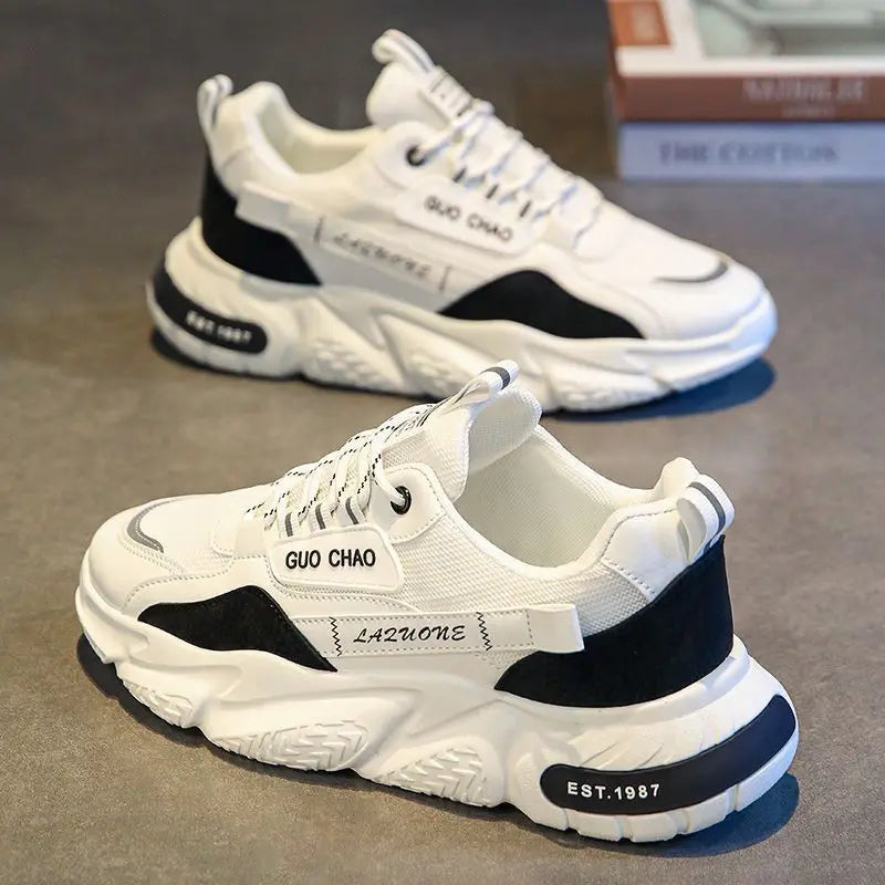 Sapatos masculinos novos tênis masculinos respiráveis de malha de verão quente sapatos casuais com sola grossa marca de orgasmo