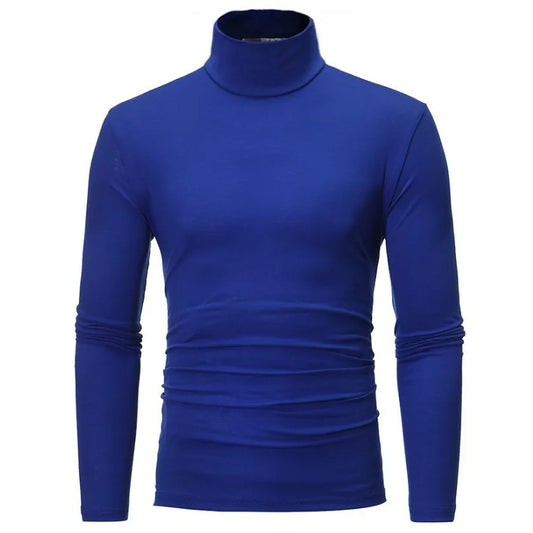 1 peça masculina fina e quente tops masculinos outono manga comprida térmica masculino gola alta moda camiseta