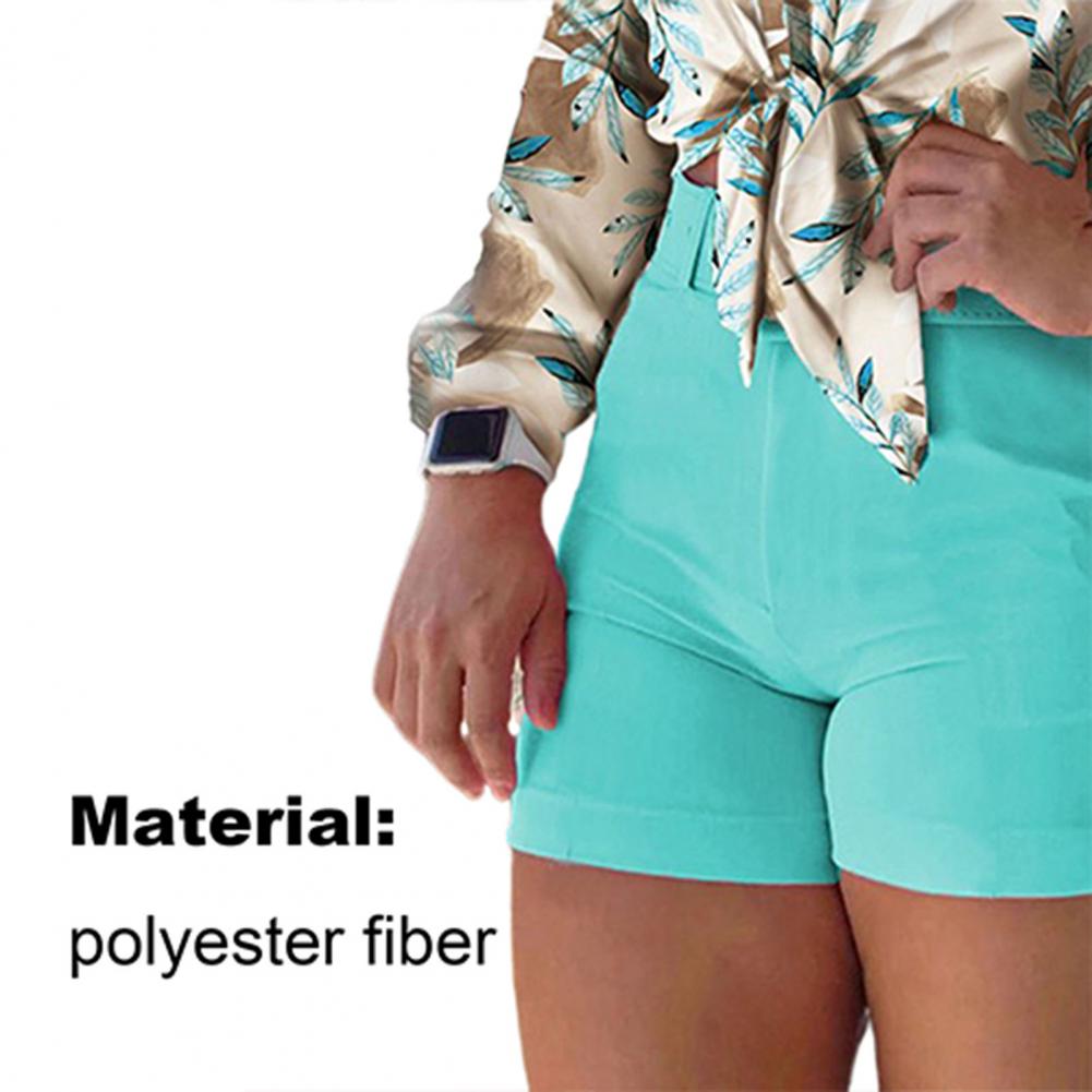 Shorts Femininos Bottoms Hot Pants Verão Chic Cor Sólida Zíper Traseiro Hot Pants Cintura Alta Cor Sólida Zíper Traseiro Slim Shorts
