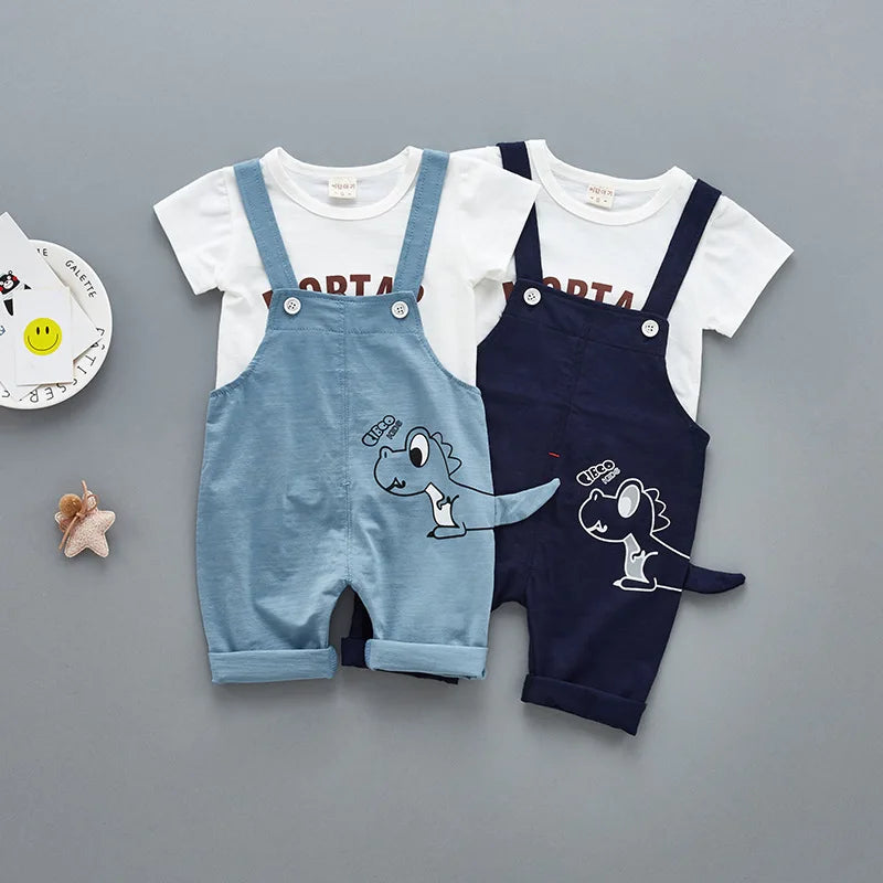 Roupas de Verão para Bebês e Meninos de Manga Curta Algodão Macio & Macacões Para Crianças Roupas Casuais para Meninos Roupas Diárias 0-3Y Roupas