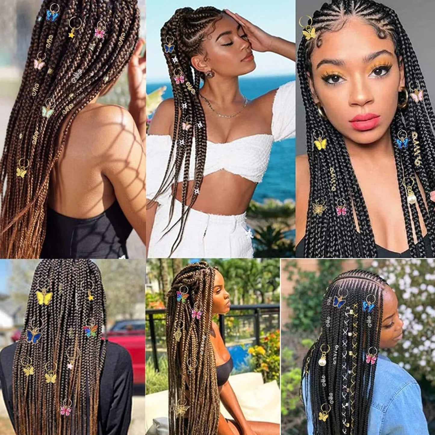 20 Peças Presilhas de Trança Borboleta Acessórios de Cabelo com Cristais Pingentes de Borboletas Coloridas Charme Pérola Brilhante Acessórios de Cabelo