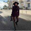 Bornladies Outono Inverno Cintura Fina Chic Blazer Casacos Senhoras Escritório Senhoras Trespassado Moda Ternos Jaqueta Roupas Femininas